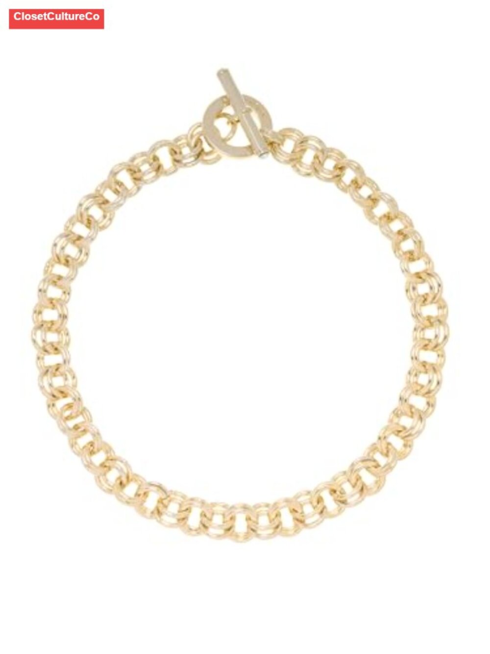 Crystal T-Bar Chain Necklace Gold-Tone Plated Brass Statement